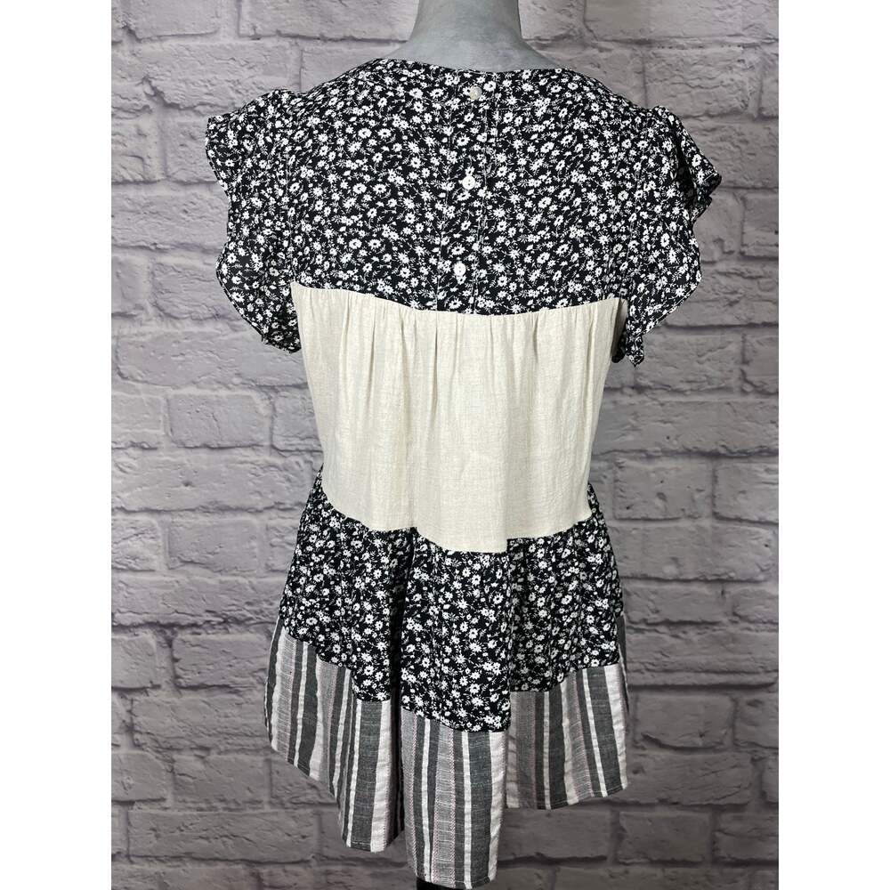 Entro Cottagecore Patchwork Ruffle Babydoll Blouse - Picture 4 of 10